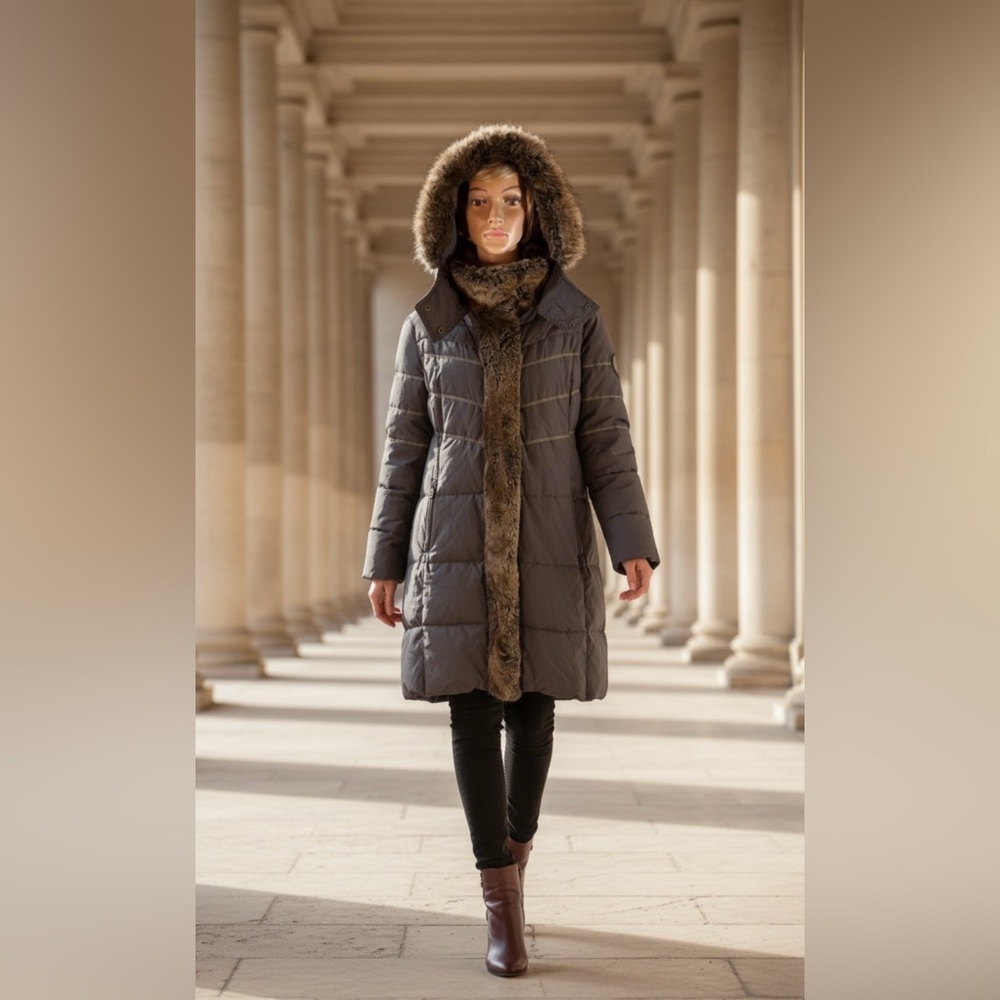 Hilary Radley Women Coat Faux Fur Trim Size L used